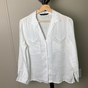 White Linen Shirt with lace details